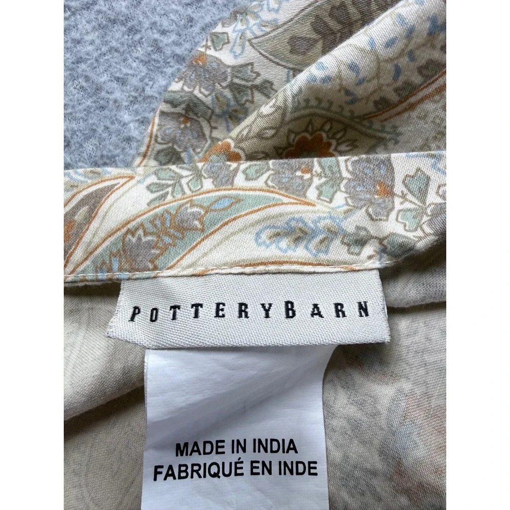 Pottery Barn Blythe Paisley Pillow Sham Standard Set 2 Cream Blue Tan Cotton